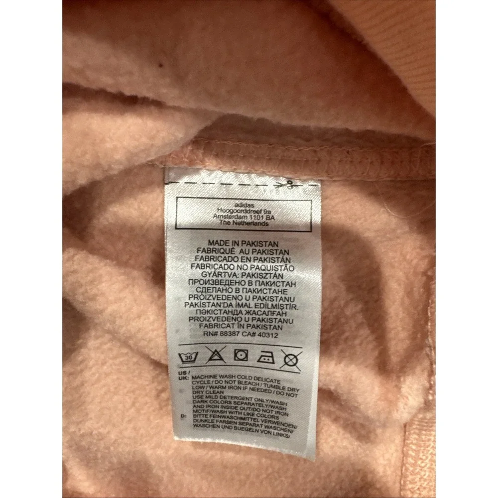 Adidas Originals Crew Sweatshirt Black Pink White Unisex Sz S Streetwear Relaxed
